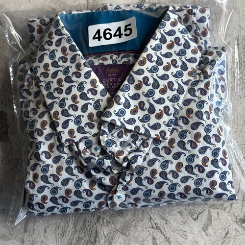 HAWES & CURTIS Shirt Mens MEDIUM Long Sleeve White Paisley Print - Picture 12 of 12