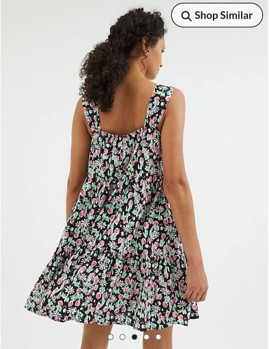 BNWT SIZE 20 GEORGE BLACK FLORAL PRINT TIERED MINI DRESS SUNDRESS XL extra large