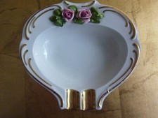 ORIGINAL GERMANY D, SCHALE, ASCHENBECHER, ROSENDEKOR, DURCHMESSER 13 cm