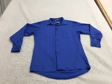 Geoffrey Beene Dress Shirt Mens M 15.5 32/33 Blue Long Sleeve Sateen Pocket
