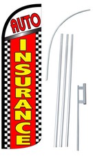 Auto Insurance Flag Flutter Feather Banner Swooper Extra Wide Windless Bundle