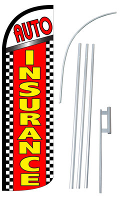 Auto Insurance Flag Flutter Feather Banner Swooper Extra Wide Windless Bundle