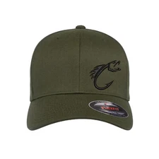 Bass Pro Fish Hook Logo Embroidered Flexfit Hat Flat and Curved