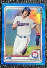 🔥JOSH JUNG 2020 BOWMAN CHROME BLUE REFRACTOR ROOKIE CARD /150!🔥RANGERS!