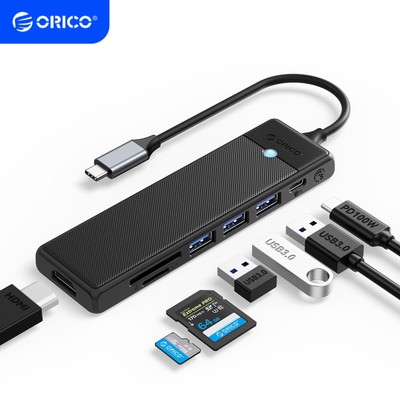 ORICO USB C HUB Type C Docking Station w/ PD100W HDMI 4K@30Hz SD/TF for Macbook