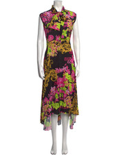 NWT Versace Floral Print Long Dress Black