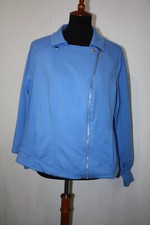 H by Halston Blue Knit Motorcycle Jacket Asymmetrical Zip Women's Size 22W