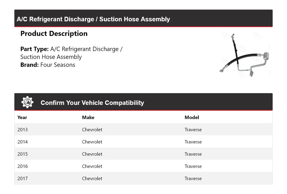 Conjunto de manguera de línea de succión de descarga Chevrolet Traverse 2013-17 4 estaciones  Foto 2 de 4