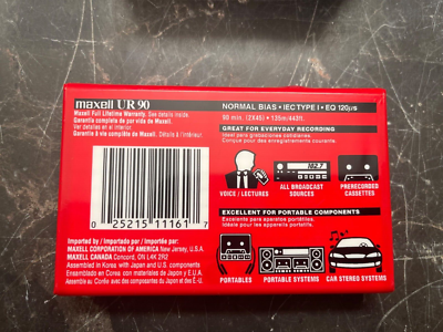 Lot Of 5 Maxwell UR 90 Minute Blank Audio Cassette Tapes Normal