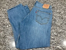 Levi's 505 Mens Size 36x30 Medium Wash Regular Fit Straight Leg Denim Blue Jeans