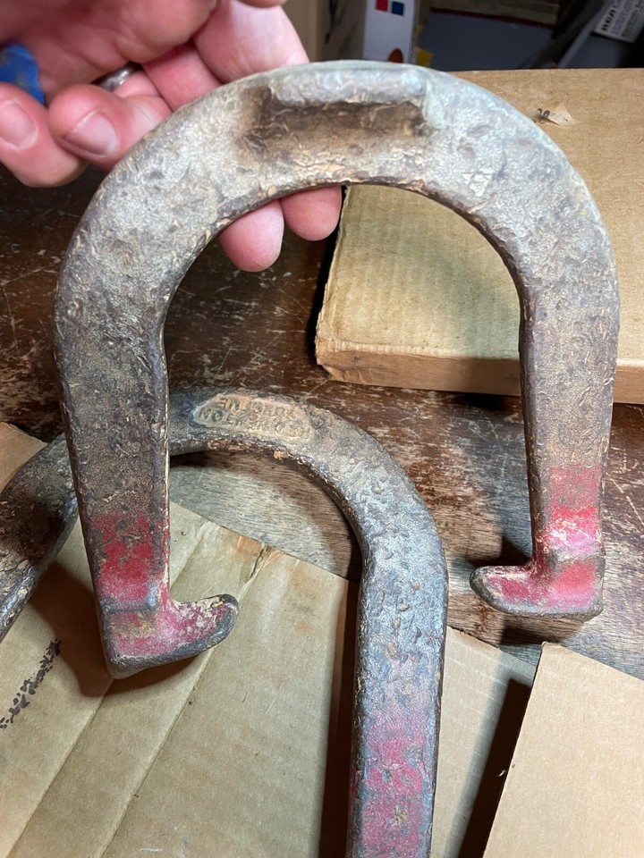 Rare Ted Allen Pair Horseshoes Vintage Antique Boulder Colorado USA Red