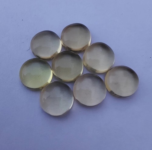 Lemon Quartz Round Shape Flat Back Cabochon Calibrated Natural Loose Gemstone - Picture 6 of 10