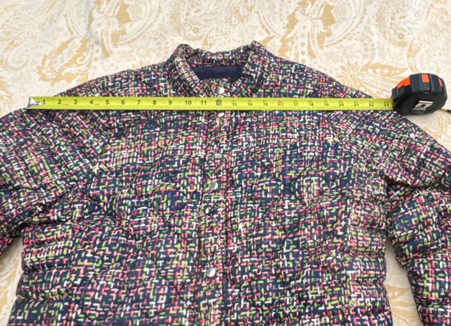 Lands' End Quilted Down Patterned Jacket Snap Zip… - image 6