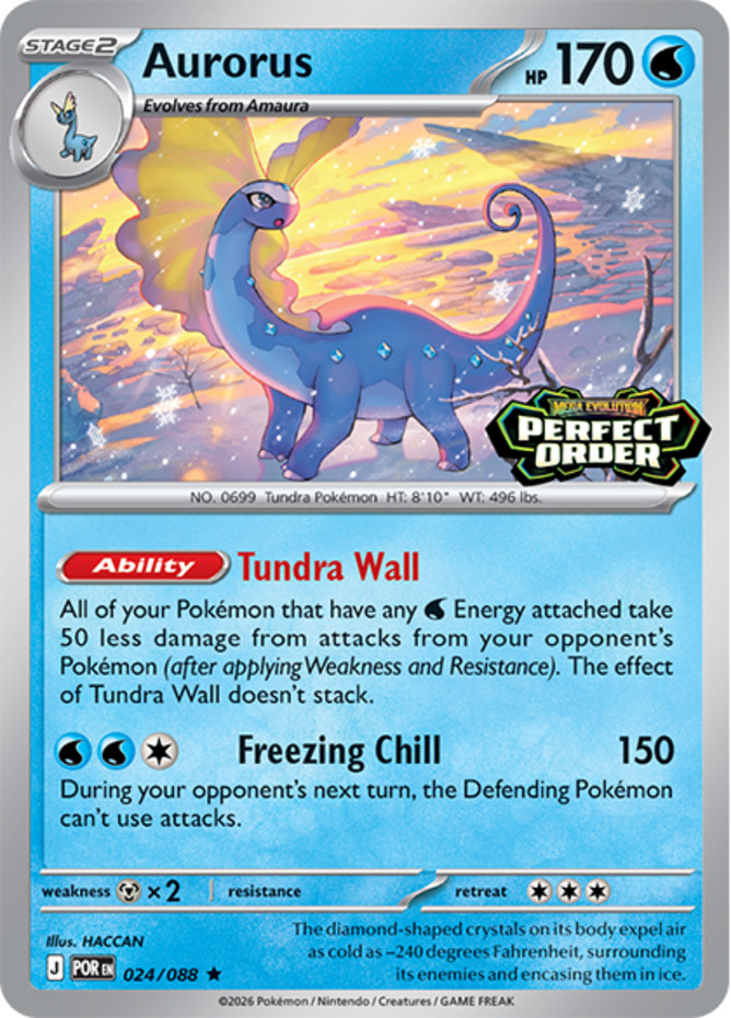 Near Mint x 1 Aurorus - 024/088 - Holo Rare - Perfect Order Stamped POR Perfect