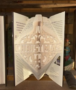Christmas Ornament Handcrafted Folded Book Art 3D  Hardcover