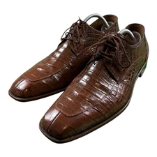 Mezlan Platinum Brown Pure Alligator Men’s Split Toe Dress Show Size 