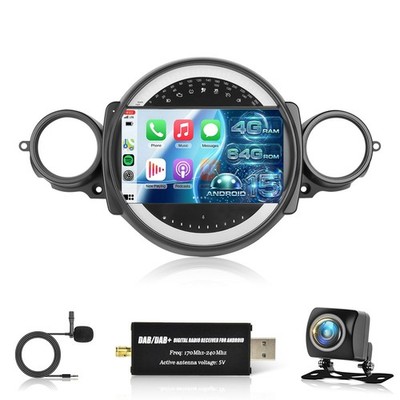 DAB+ Android 15 4+64GB Autoradio CarPlay GPS Für BMW Mini Cooper R55 R56 07-13