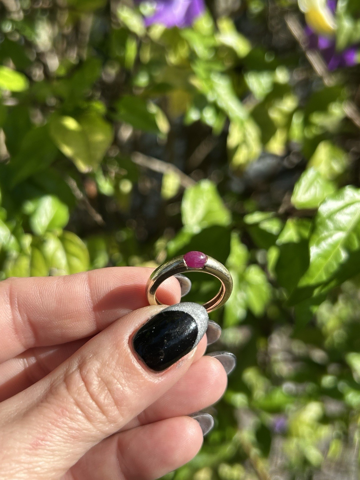 14k yellow Gold Ruby Dome Ring - image 5