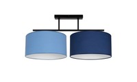 Deckenleuchte 2-Flammig Stoff Metall Schwarz Hellblau Dunkelblau E27 Deckenlampe