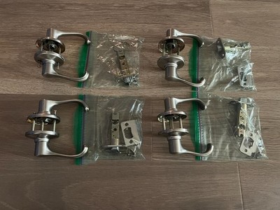 Lot of 4 KWIKSET Dorian Satin Nickel Non-Locking Passage Hall Closet Door Lever
