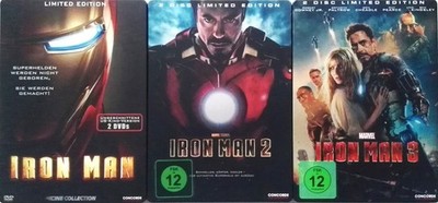 IRON MAN 1-3 STEELBOOK DVD inkl. US Uncut Avengers Robert Downey Jr. auf 6 DVDs