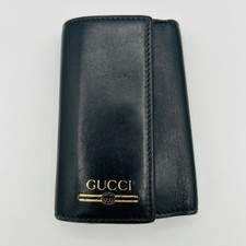 Gucci Key Case Mens One Size Black Leather Detachable Key Holder Made In Italy