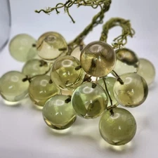 Vintage Set Mid-Century Green Lucite Grape Clusters 18 Grapes Each 5.5" Circ