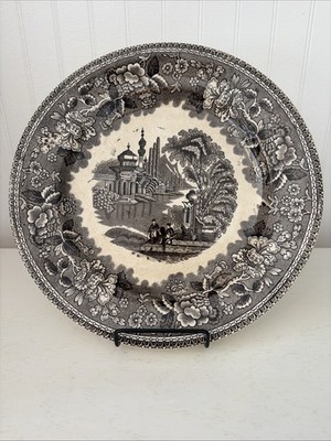 J. Marshall & Co Bosphorus Brown/Cream Transferware Plate England 9.75''