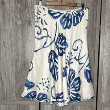 Ralph Lauren Purple Label Silk Skirt Women Size 12 A Line Floral Lined FLAWED