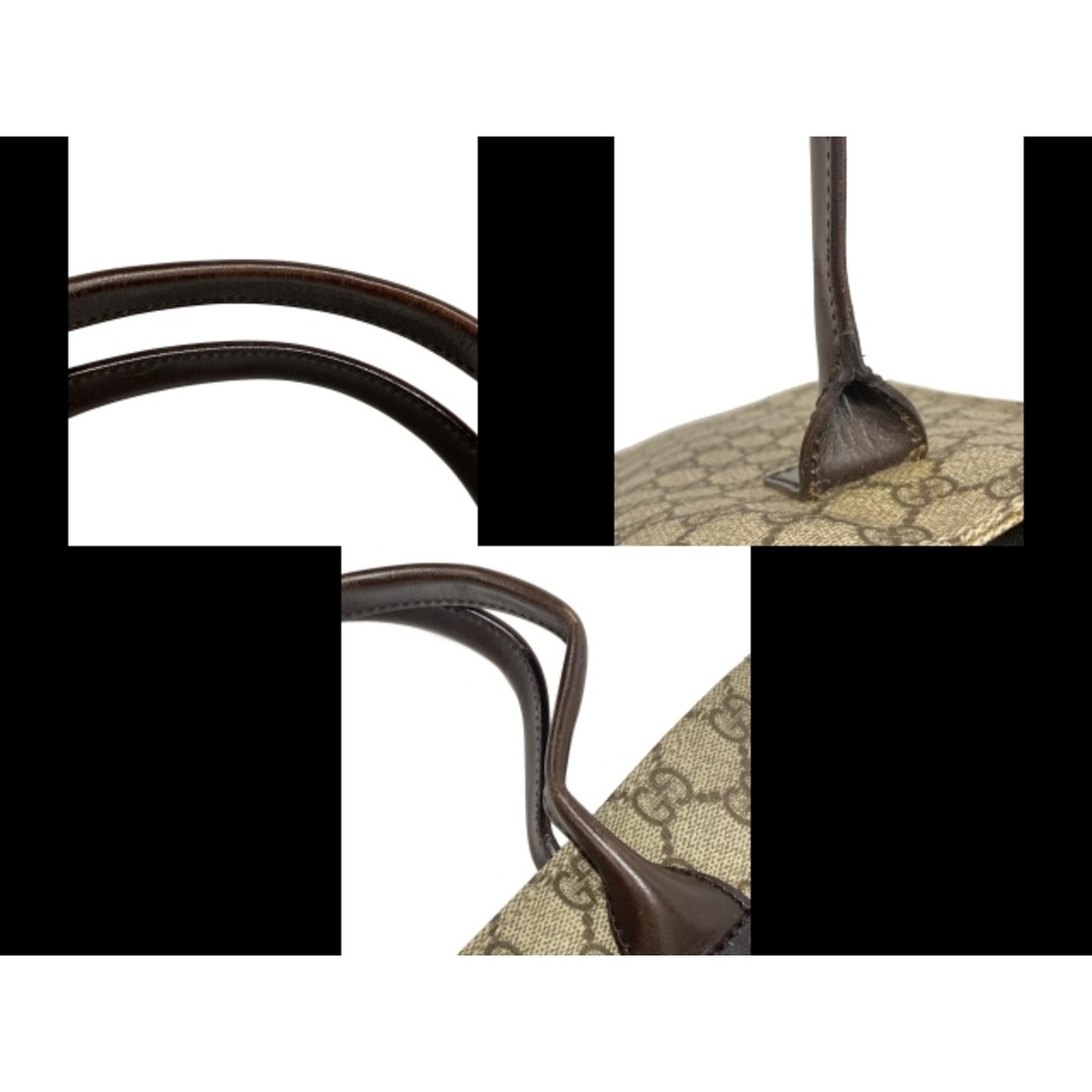 Gucci GG Plus GG Supreme Tote Bag Beige Ebony Dark Brown Leather Used thumbnail 10