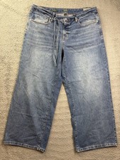 Wild Fable Jeans Womens 17 Low Rise Baggy Denim Wide Leg Belted 31 Inseam