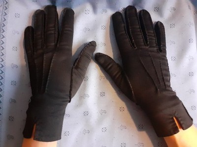 SCHÖNE VINTAGE CORNELIA JAMES - SCHWARZE BRI NYLON HANDSCHUHE - GR. 7 - 60er 60er