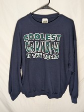 Vtg 90s Tultex Coolest Grandpa In The World Sweatshirt Embroidered XL USA Made
