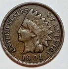 Indian Head Penny "1" Coin Lot 1901*VERY NICE*BETTER DATE $ FREE SHIPPING $ #245