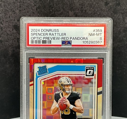 2024 Panini Donruss Spencer Rattler RC Optic Preview Red Pandora #359 PSA - Picture 2 of 7