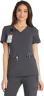 Cherokee Women's Medical Scrub Top Iflex V-Neck Knit Panel X-Small, Pewter