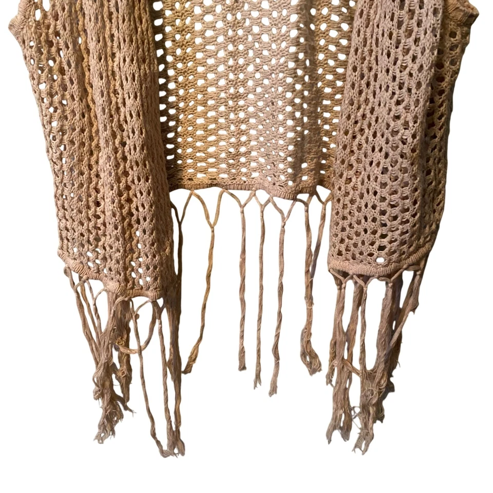 Chaleco Kimono Xhilaration Crochet Flecos Beige Para Mujer Talla XXL Foto 3 de 4