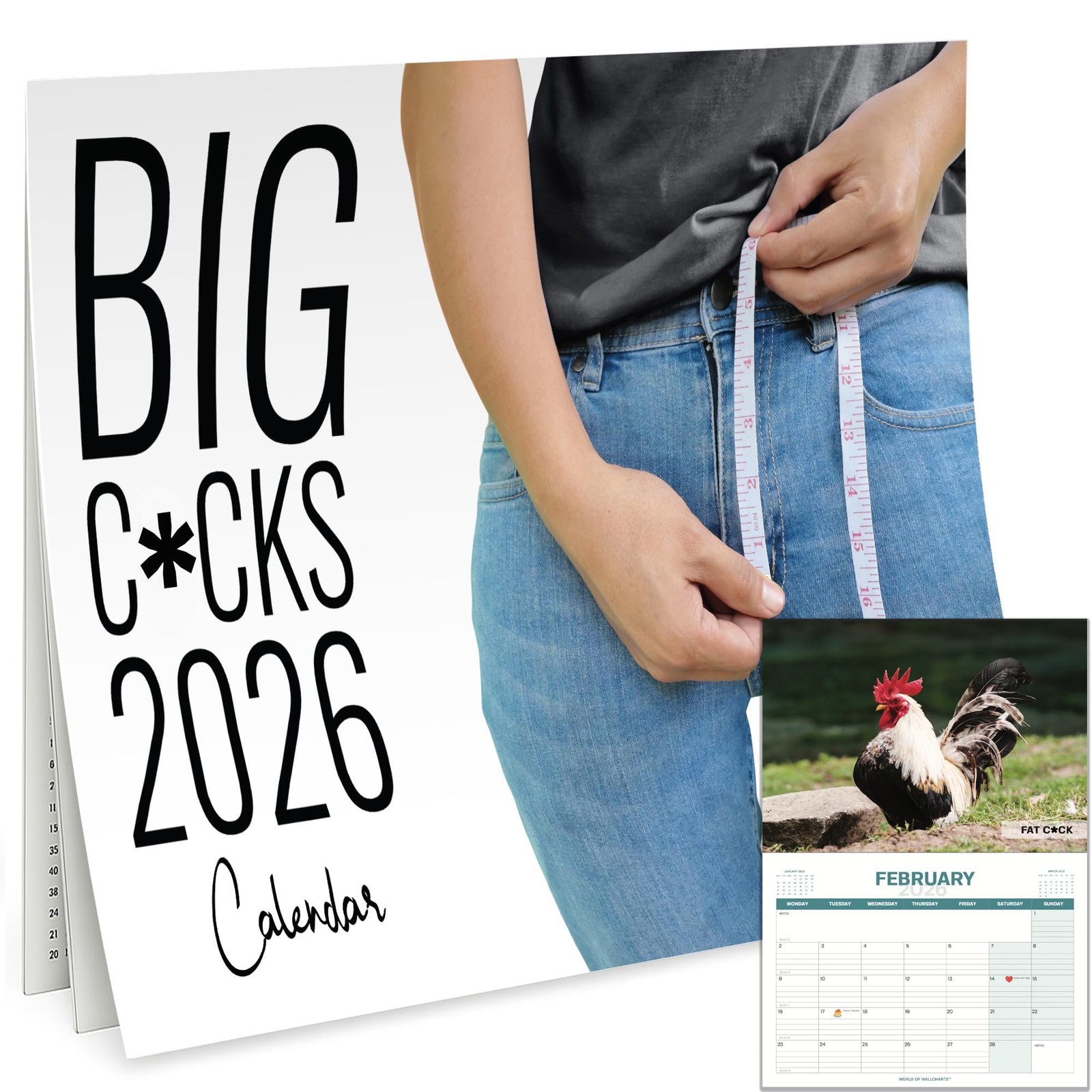 Novelty 2026 Calendar – Features Images of Big Chickens – funny Joke Mixed