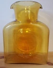 RARE VTG 8" BLENKO DOUBLE SPOUT WATER BOTTLE CARAFE AMBER GOLDEN WHEAT GLASS D