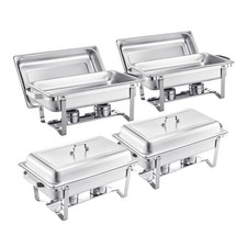 Uimoso 8Qt 4Pack Rectangle Chafing Dish Buffet Set Full Size Pan Stainless Steel