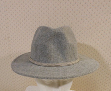 Men's Women's Gray Pattern Wool Felt Fedora Hat with Leather Band One Size