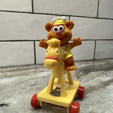 Vintage 1986 McDonald's Happy Meal Toys Muppet Babies Fozzie With Horse