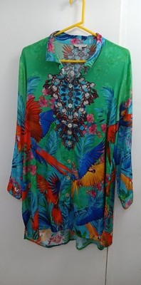 JOHN MARK Art To Wear Printed Button Blouse Tunic Shirt Top Sz L Artsy