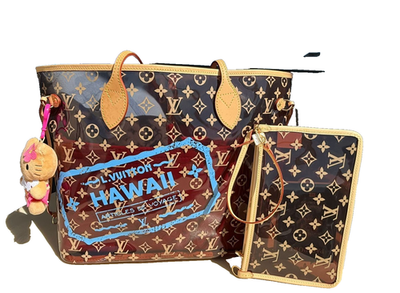 LOUIS VUITTONストライプロゴ クッション 保存袋付き Louis Vuitton Hawaii Neverfull GM PVC Monogram w Pochette Towel