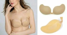 Size A Push Up Strapless Nude Self Adhesive Plunge Bra Sticky Stick On Lift Bra