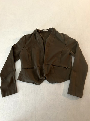 Papaya Green Cropped Jacket Size M with Zipper pockets