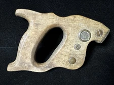 VINTAGE DISSTON USA HAND SAW HANDLE W HARDWARE & MEDALLION 4 HOLES    #5