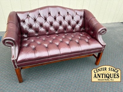67506  Classic Chesterfield Tufted Leather Loveseat with Nailhead Trim