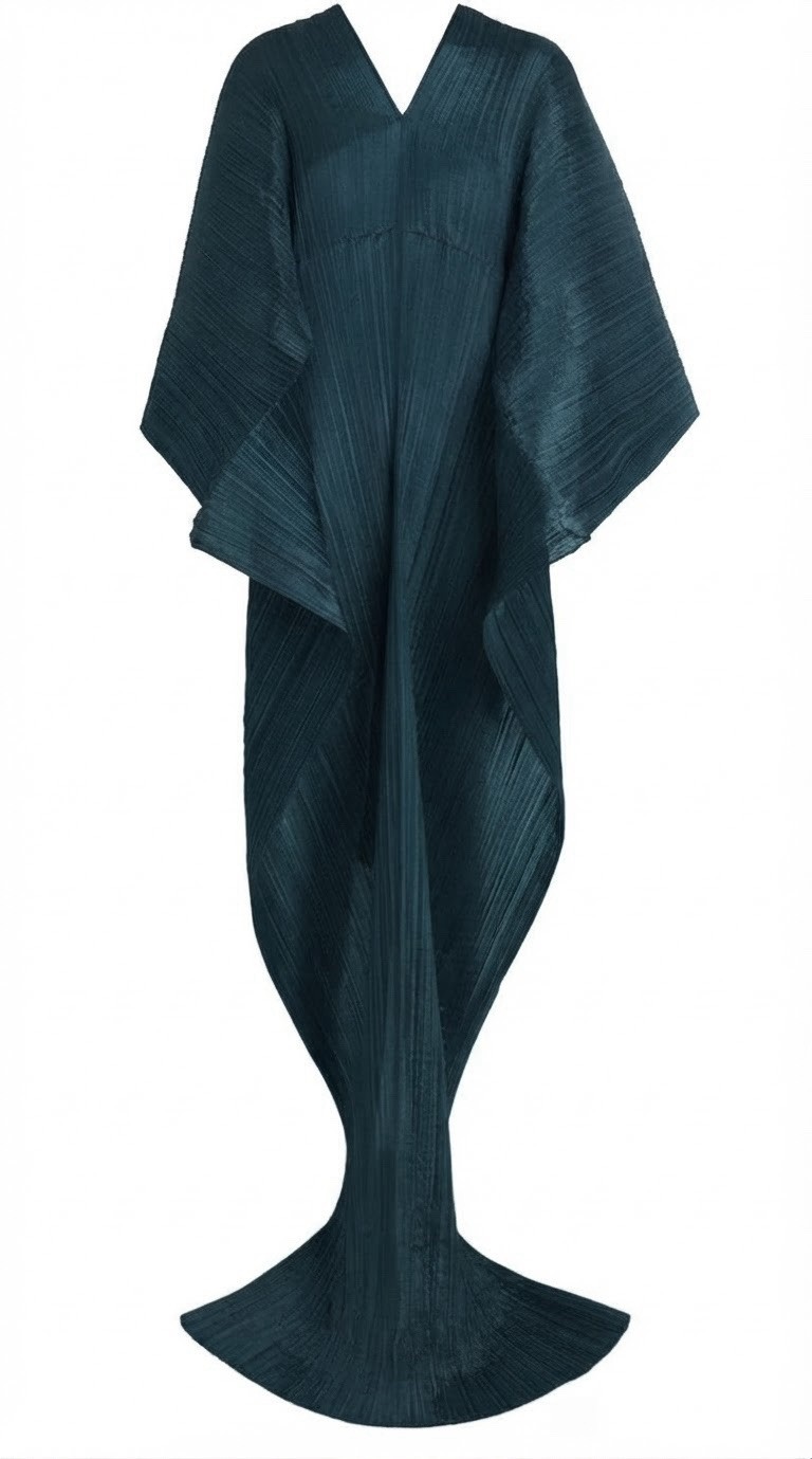 ComoIssey Miyake Plisados Tela Impresionante TEAL Madame T Chal/Capa/Vestido de Estola