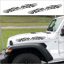 Racing Stripes car Stickers Creative Flame Totem Decorative Hood Color: Black
